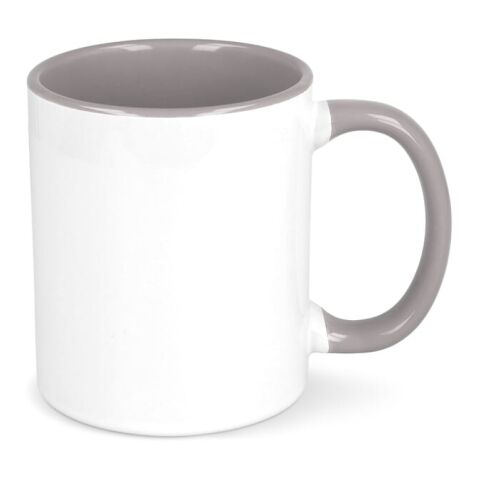 Werbeartikel Oslo Sublimationsbecher  farbig innen & Griff 300 ml – weiß-grau – mit Logo bedruckt