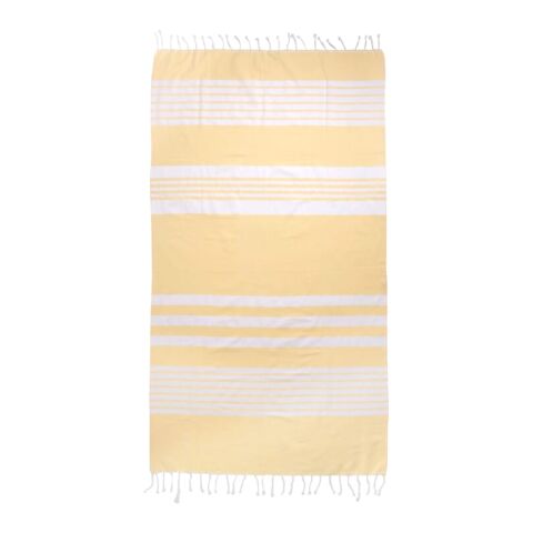 Nachhaltiger Werbeartikel Sagaform Ella Hamam-Handtuch Bio-Baumwolle 145x250cm – gelb – mit Logo bedruckt