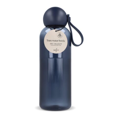 Werbeartikel Sagaform Ture 600 ml Wasserflasche recycelt BPA-frei skandinavisches Design mit vertikalen Streifen – dunkelblau – mit Logo bedruckt
