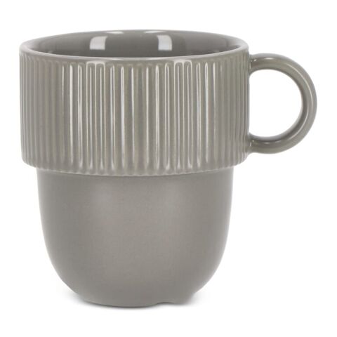 Werbeartikel Sagaform Inka 270 ml Kaffeetasse stapelbar Porzellan Design-Becher mit Henkel & Wasserablauf – grau – mit Logo bedruckt