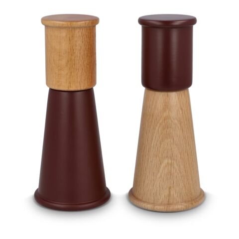 Werbeartikel Sagaform "Gurken" Salz- und Pfeffermühle Set klein, 15 cm – dunkelrot – mit Logo bedruckt