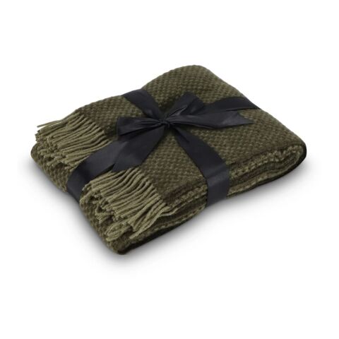 Sagaform Ulli dot Decke aus 100 % neuseeländischer Wolle Dunkelgrün | ohne Werbeanbringung
