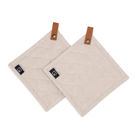 Kosta Linnewäfveri 2er-Pack Topflappen Beige | ohne Werbeanbringung
