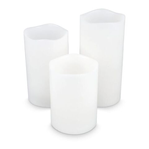 Koselys 3-teiliges LED-Kerzen-Set (batteriebetrieben) Creme | Digitaldruck | Kerze 3 | 25 mm x 140 mm