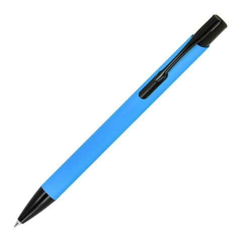 Werbeartikel Alicante Soft Touch R-AL schwarze Tinte – hellblau-schwarz – mit Logo bedruckt