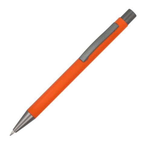 Werbeartikel New York Soft Touch R-AL blaue Tinte – orange – mit Logo bedruckt