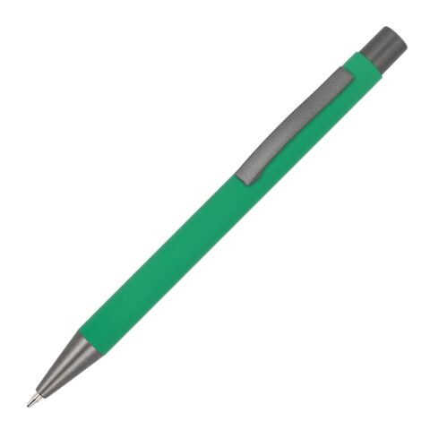 Werbeartikel New York Soft Touch R-AL schwarze Tinte – grün – mit Logo bedruckt