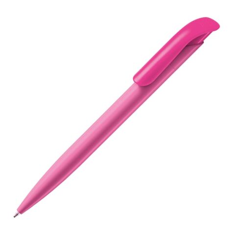 Werbeartikel Kugelschreiber Atlas Hardcolour – rosa – mit Logo bedruckt, blau schreibender Druckkugelschreiber als Messe-Giveaway