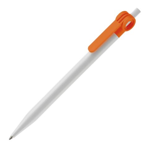 Werbeartikel Kugelschreiber Futurepoint Hardcolour – weiß-orange – mit Logo bedruckt