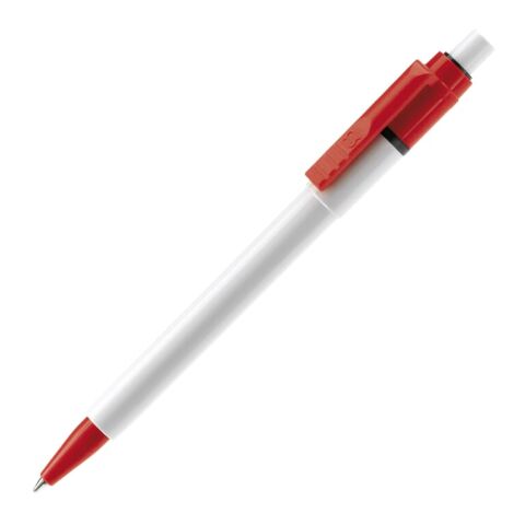 Werbeartikel Kugelschreiber Baron Colour Hardcolour – weiß-rot weiß – mit Logo bedruckt