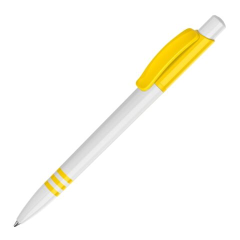 Kugelschreiber Tropic hardcolour Weiss-Gelb | 1-farbiger Siebdruck | 270° vom Clip | 40 mm x 25 mm | Nicht verfügbar