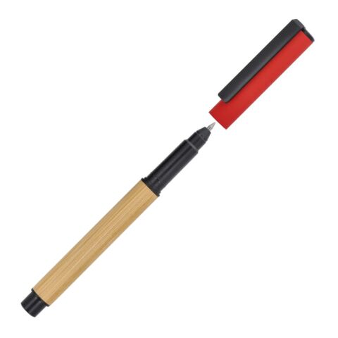 Werbeartikel Rollerball Bambus – dunkelrot – mit Logo bedruckt
