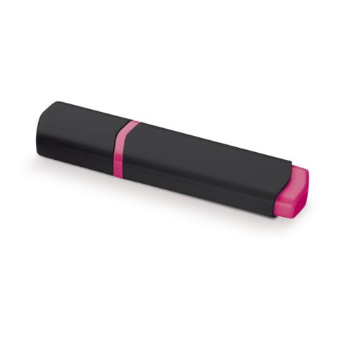 Werbeartikel Textmarker – schwarz-rosa – mit Logo bedruckt für den Büroalltag