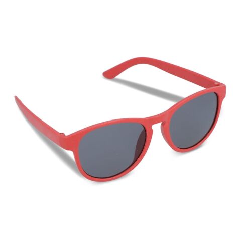 Nachhaltiger Werbeartikel Sonnenbrille Weizenstroh Erde UV400 – Rot Weiß – mit Logo bedruckt