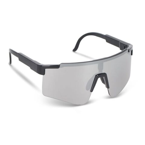 Werbeartikel Tom R-PC Sport-Sonnenbrille mit verspiegelten Gläsern UV400 – Schwarz – mit Logo bedruckt