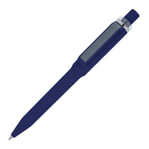 Werbeartikel Ozzy-Stift mit Soft-Touch – dunkelblau – mit Logo bedruckt