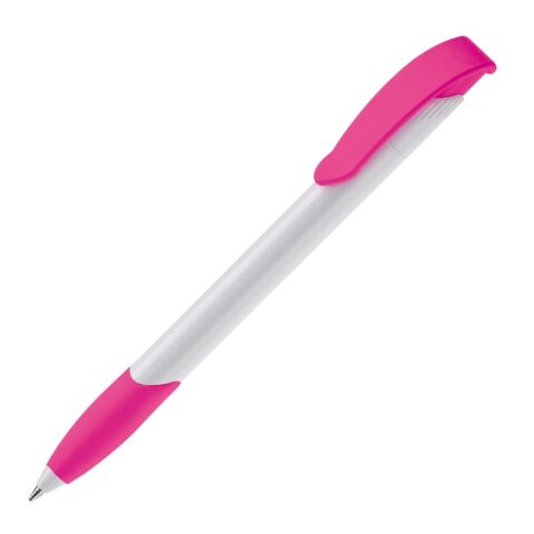 Werbeartikel Kugelschreiber Apollo Hardcolour – weiß-rosa – mit Logo bedruckt