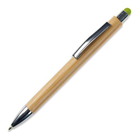 Werbeartikel Bambus Kugelschreiber New York mit Touchpen – grün – mit Logo bedruckt