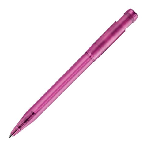 Werbeartikel Kugelschreiber Pier Clear Transparent – Rosa-Rosa – mit Logo bedruckt