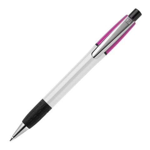 Kugelschreiber Semyr Grip Colour hardcolour Weiss-Rosa | 1-farbiger Siebdruck | 180° vom Clip | 36 mm x 25 mm | Nicht verfügbar