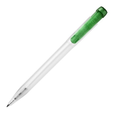 Nachhaltiger Werbeartikel Kugelschreiber Ingeo TM Pen Clear Transparent – grün – mit Logo bedruckt