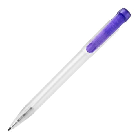 Nachhaltiger Werbeartikel Kugelschreiber Ingeo TM Pen Clear Transparent – transparent violett – mit Logo bedruckt
