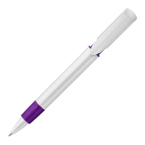 Kugelschreiber S40 Grip hardcolour Weiss-Transparent Violett | 1-farbiger Tampondruck | 270° vom Clip | 40 mm x 8 mm | Nicht verfügbar