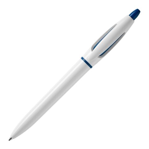 Kugelschreiber S! hardcolour Weiss-Dunkelblau | 1-farbiger Siebdruck | In Verlängerung vom Clip | 40 mm x 25 mm | Nicht verfügbar