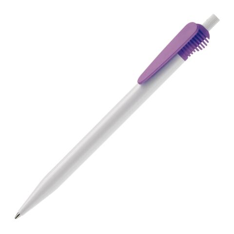 Werbeartikel Kugelschreiber Cosmo Hardcolour – weiß-transparent violett – mit Logo bedruckt