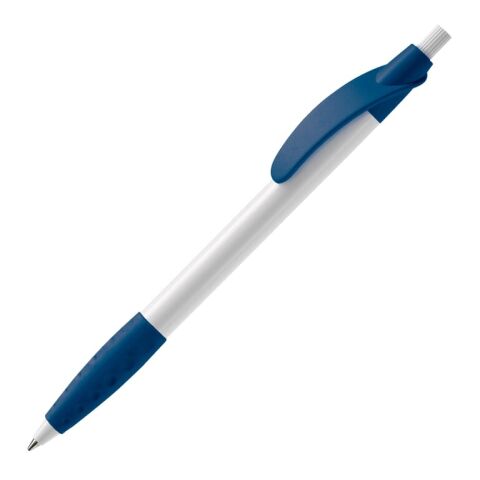 Werbeartikel Kugelschreiber Cosmo Grip HC – weiß-dunkelblau – mit Logo bedruckt