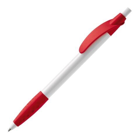 Werbeartikel Kugelschreiber Cosmo Grip HC – weiß-rot weiß – mit Logo bedruckt