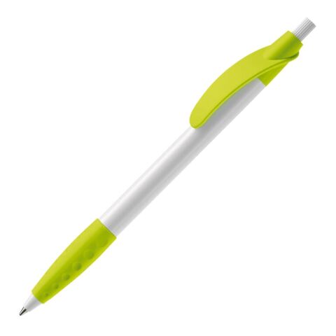 Werbeartikel Kugelschreiber Cosmo Grip HC – weiß-hellgrün – mit Logo bedruckt