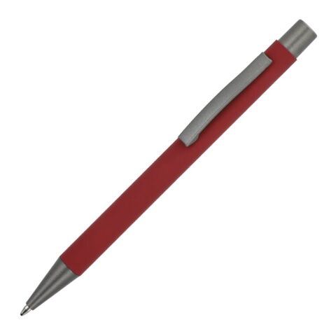 Werbeartikel Metallkugelschreiber New York soft touch – weinrot – mit Logo bedruckt