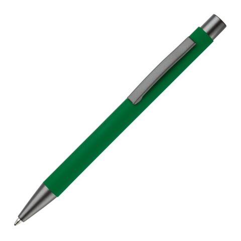 Werbeartikel Metallkugelschreiber New York soft touch – grün – mit Logo bedruckt