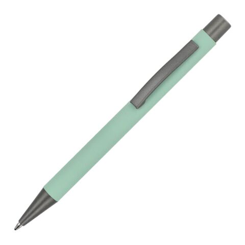 Werbeartikel Metallkugelschreiber New York soft touch – minze – mit Logo bedruckt