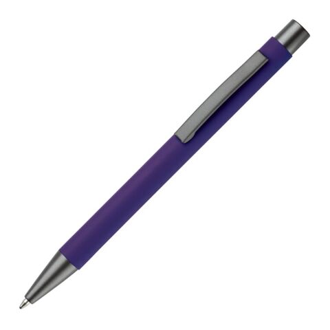 Werbeartikel Metallkugelschreiber New York soft touch – transparent violett – mit Logo bedruckt