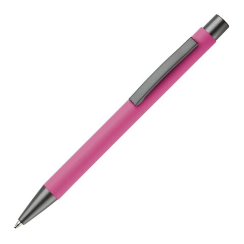 Werbeartikel Metallkugelschreiber New York soft touch – rosa – mit Logo bedruckt