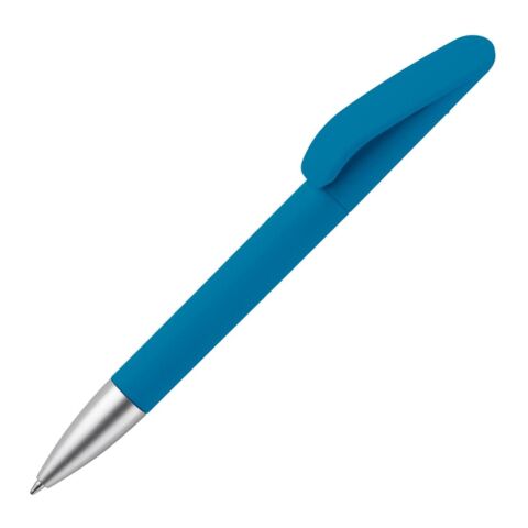Werbeartikel Kugelschreiber Slash soft touch R-ABS – blau weiß – mit Logo bedruckt