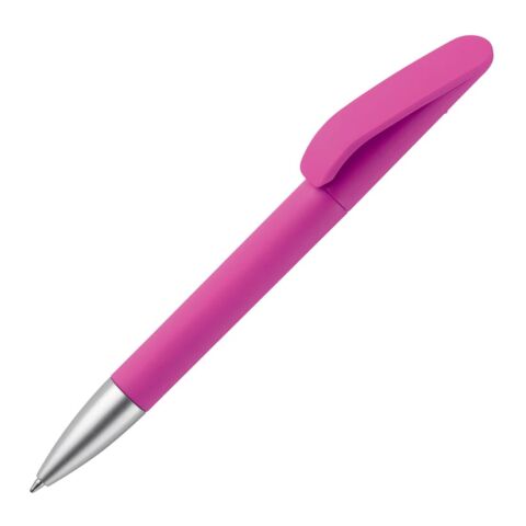 Werbeartikel Kugelschreiber Slash soft touch R-ABS – rosa – mit Logo bedruckt