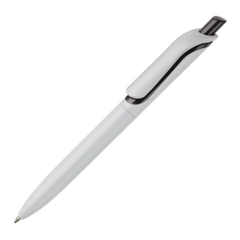 Kugelschreiber Modell Click Shadow - Hergestellt in Deutschland Weiss-Schwarz | 1-farbiger Tampondruck | 180° vom Clip | 40 mm x 8 mm | Nicht verfügbar