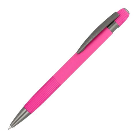 Werbeartikel Aluminium-Kugelschreiber Toulouse Softtouch – rosa – mit Logo bedruckt