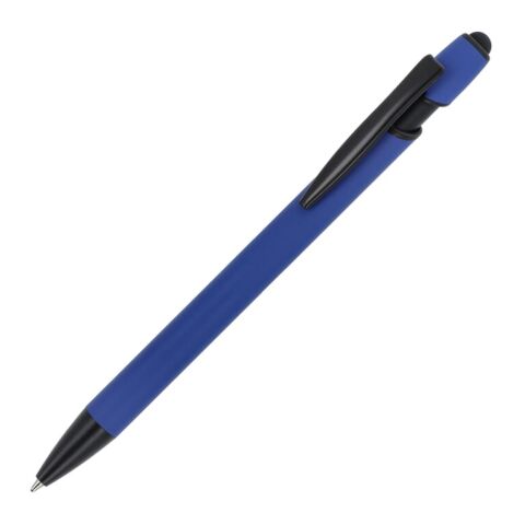 Werbeartikel Kugelschreiber Paris Softtouch matt R-AL – blau weiß – mit Logo bedruckt