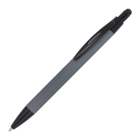 Werbeartikel Kugelschreiber Alaska Softtouch mit Stylus R-AL – grau – mit Logo bedruckt