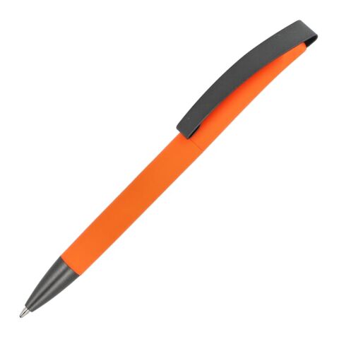 Werbeartikel Kugelschreiber Vegas Softtouch Metallclip – orange – mit Logo bedruckt
