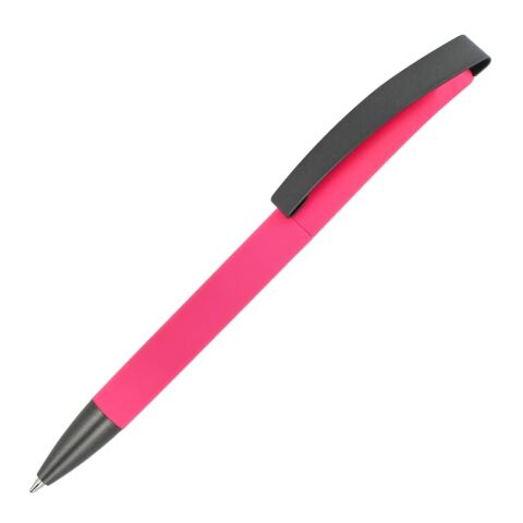 Werbeartikel Kugelschreiber Vegas Softtouch Metallclip – rosa – mit Logo bedruckt