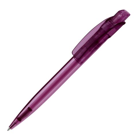 Werbeartikel Kugelschreiber Cube Transparent – Transparent Violett-Transparent Violett – mit Logo bedruckt