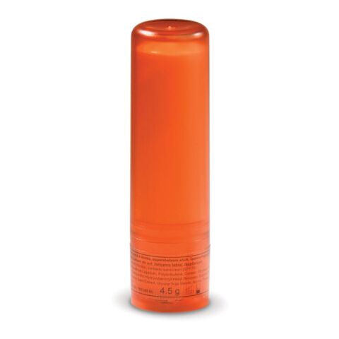 Werbeartikel Lippenpflege – orange – mit Logo bedruckt SPF15 Kälteschutz pflegender Lippenbalsam für winterliche Aktionen