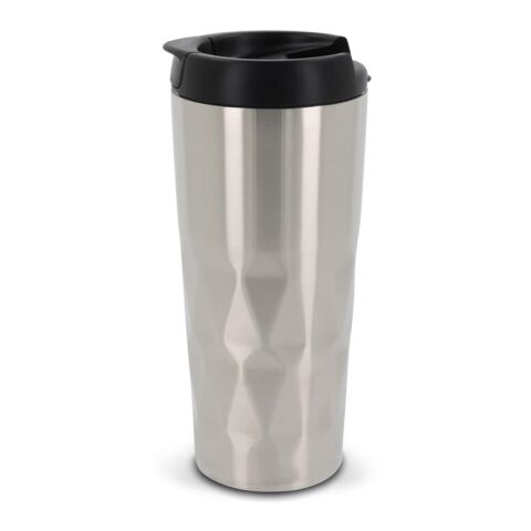 Werbeartikel Isolierbecher Diamantenmuster 450 ml – silber – mit Logo bedruckt