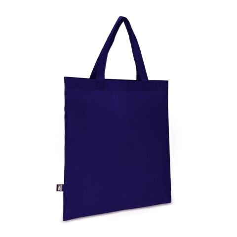 Werbeartikel R-PET Tragetasche aus Non Woven mit kurzen Griffen 38 x 42cm 75g/m² – dunkelblau – mit Logo bedruckt