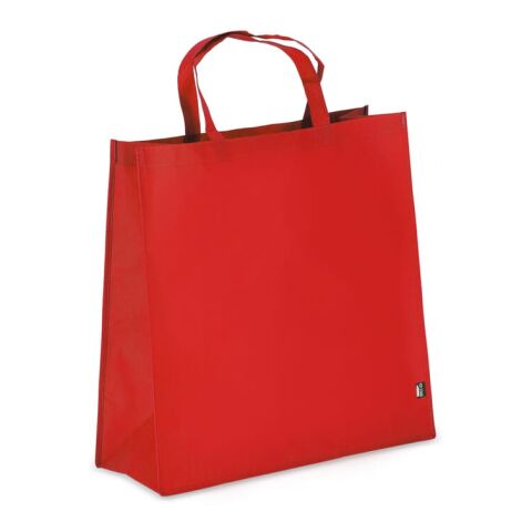 Werbeartikel R-PET Tragetasche aus Non Woven 45 x 18 x 45cm 75g/m² – rot weiß – mit Logo bedruckt